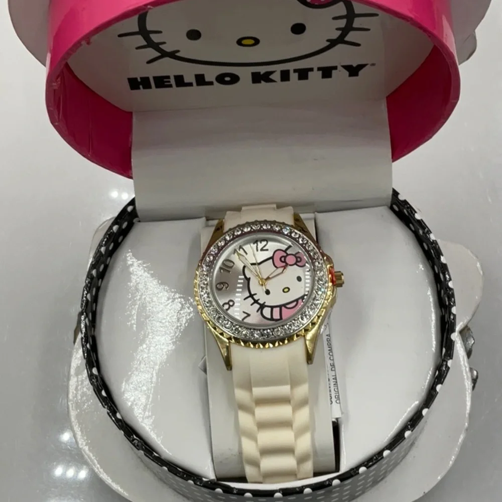 Hello Kitty Pink & Black Polka Dot Trinket Box Featuring Hello Kitty Watch - Picture 5 of 11